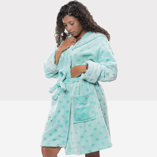 Latest Winter Woman Print Fleece Bath Robes Bathrobes Set